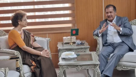 তথ্যমন্ত্রীর সঙ্গে জাতিসংঘে বাংলাদেশের মনোনীত স্থায়ী প্রতিনিধির সাক্ষাৎ তথ্য ও সম্প্রচার মন্ত্রী জহির উদ্দিন